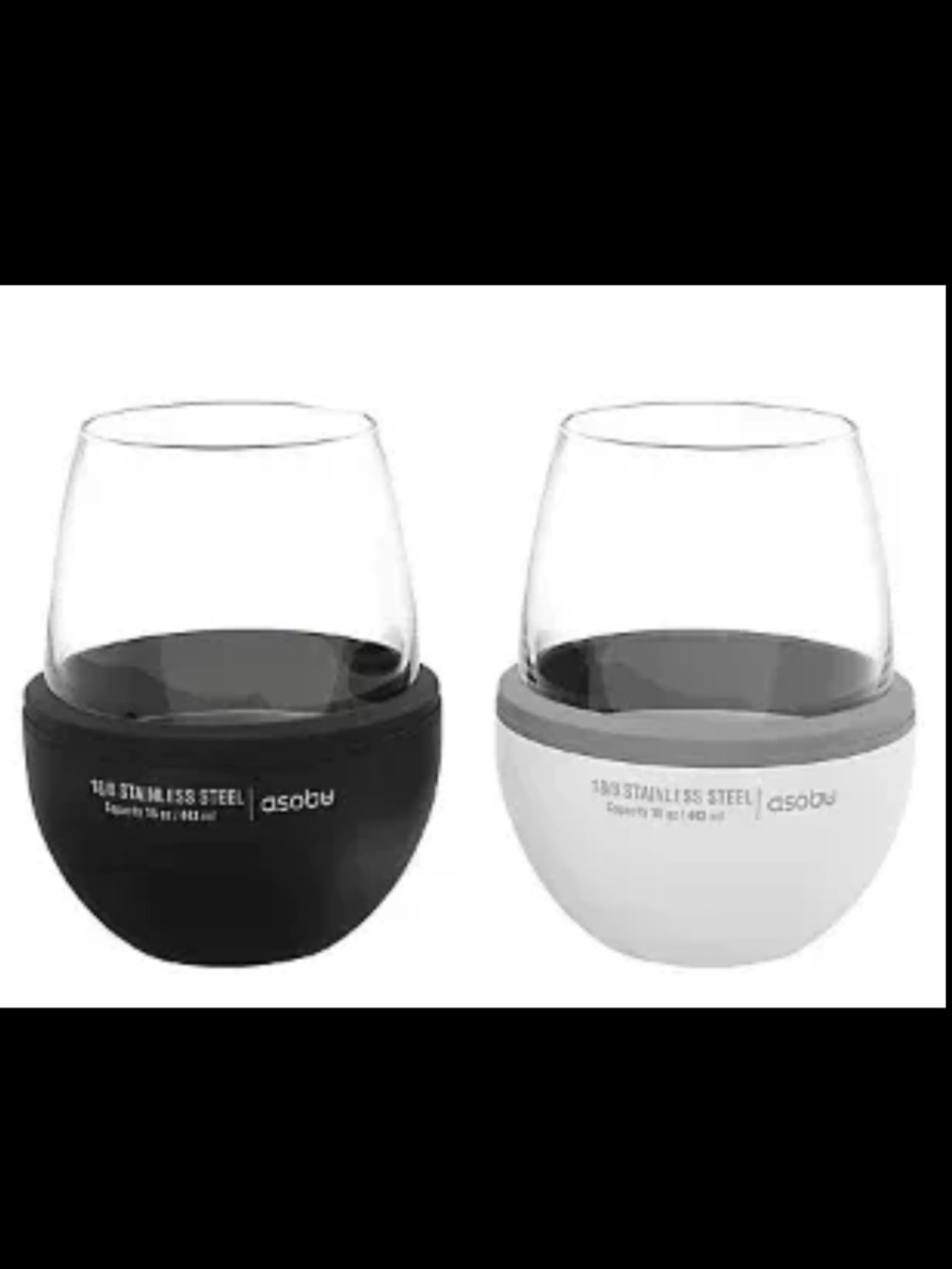 Asobu Wine Kuzie Double-Wall Insulated Sleeve, 2 pk. - Black/White Stemless NEW
